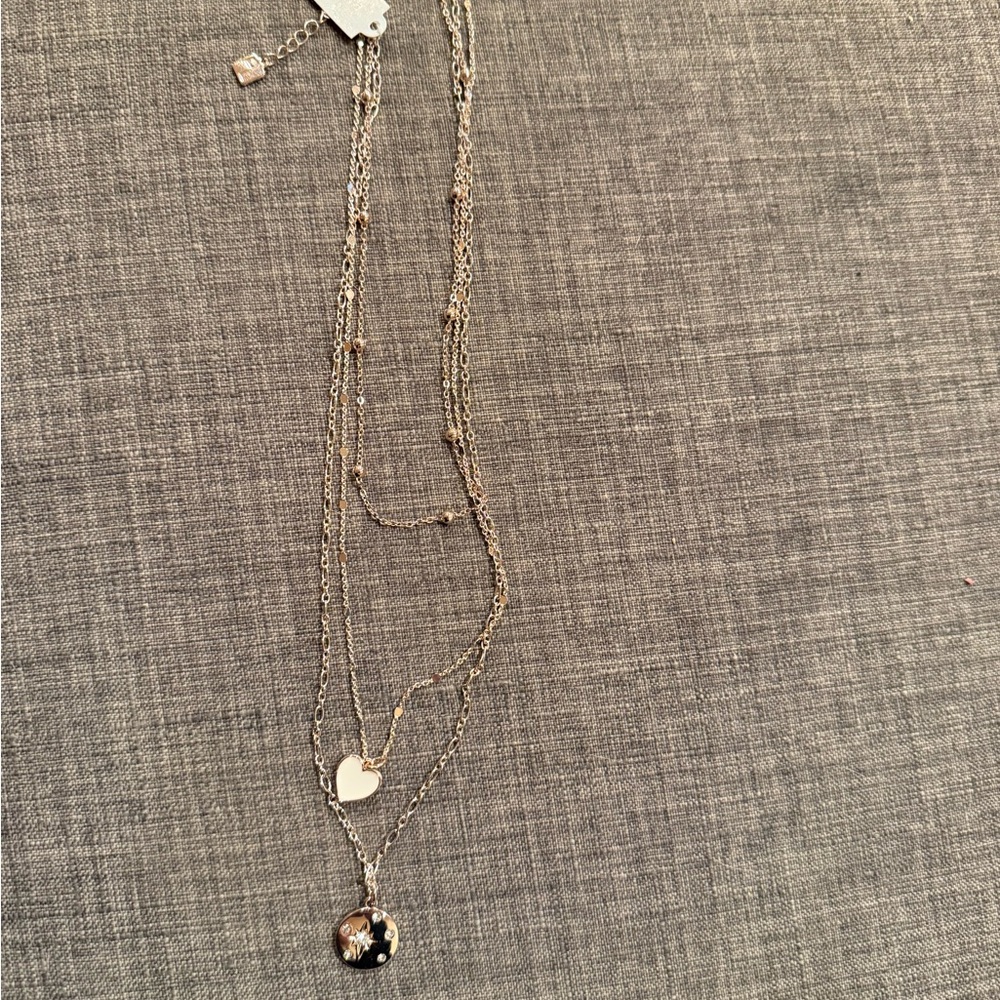 Park Lane rose gold Galaxy Layered Necklace with Heart Charm